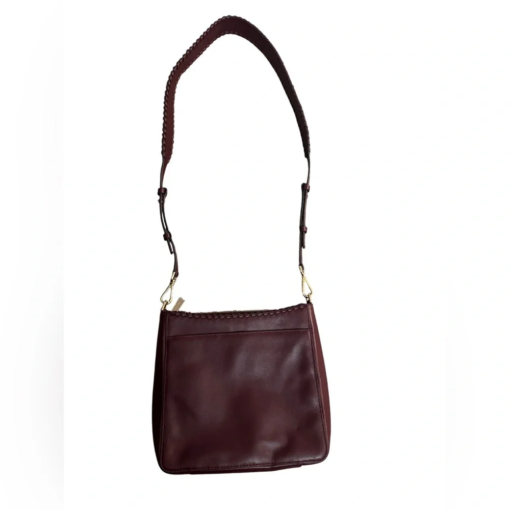 Michael Kors Gloria Pocket Stitched Leather Crossbody‎ leather oxblood bag